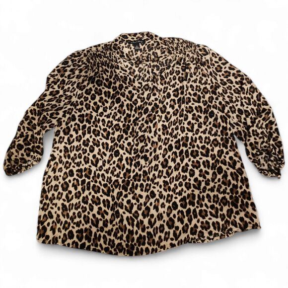 A Love Story Leopard Print Tie-Neck Blouse | Women’s XL | Long Sleeve, Polyester - Picture 9 of 9